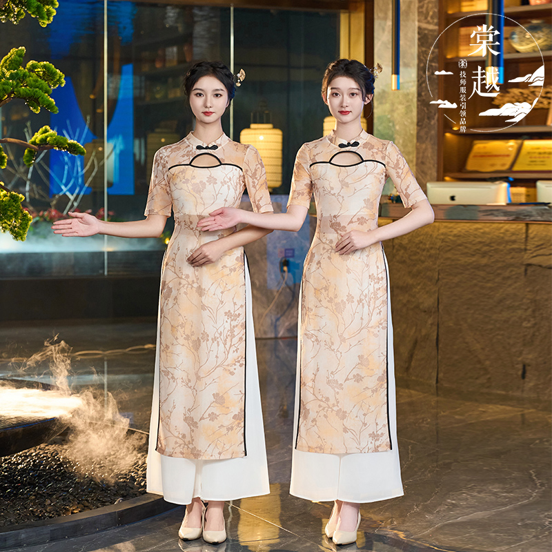 棠越秋冬足疗技师旗袍工作服高级女采耳按摩会所spa养生套装5451
