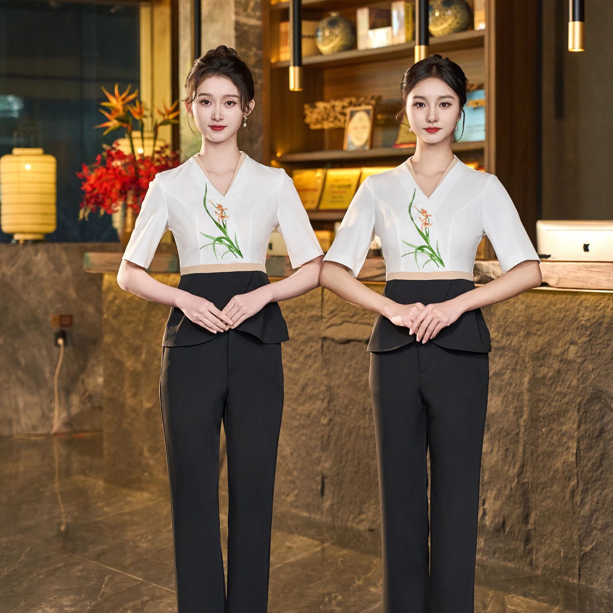 棠越足浴店足疗技师服养生馆SPA采耳师高端美容院女气质套装5226