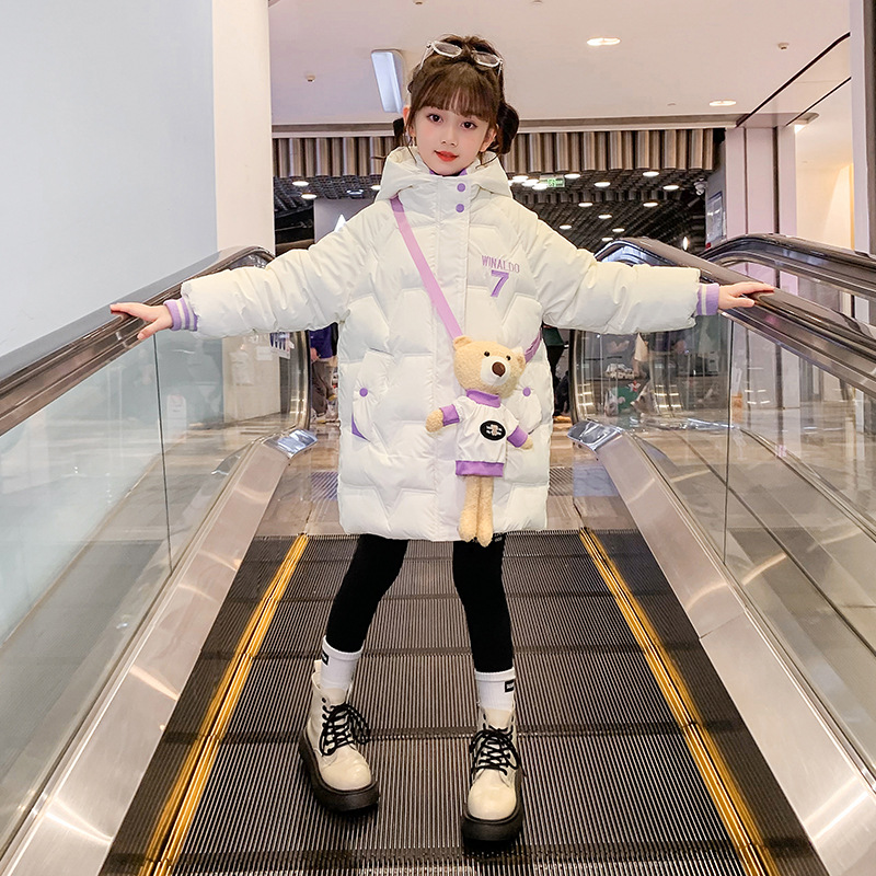 巴拉巴拉女童免洗棉衣2023新款女孩加绒冬装保暖棉服儿童冬季棉袄