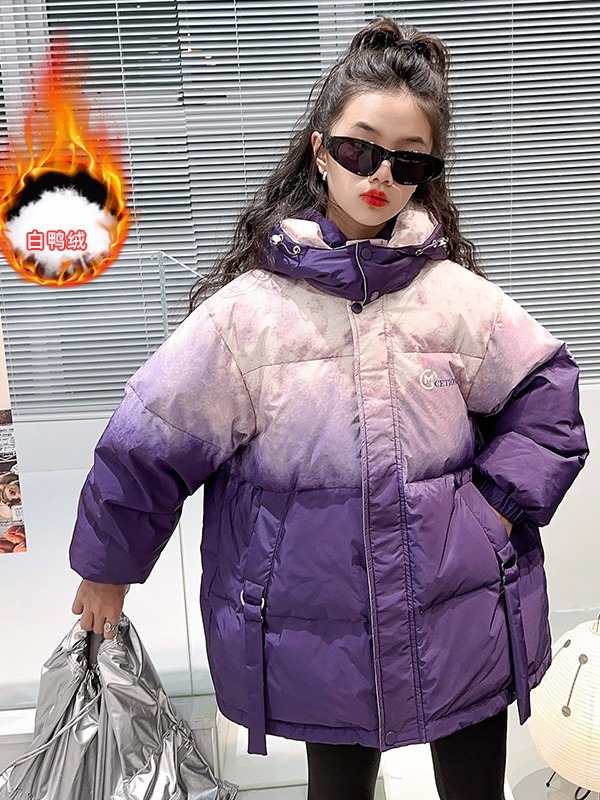 巴拉巴拉女童三防羽绒服冬装2023新款扎染儿童羽绒服外套冬季御寒