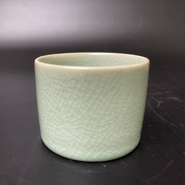省工原生态原矿仿古张公巷卵青釉直口杯