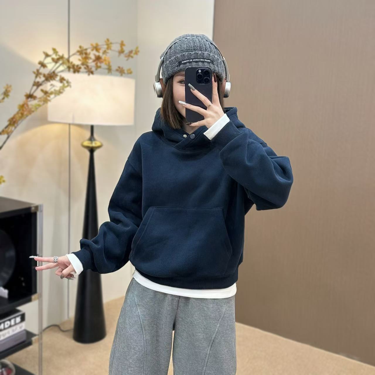 【暖宝宝】只出不进，加绒休闲套头连帽卫衣C121