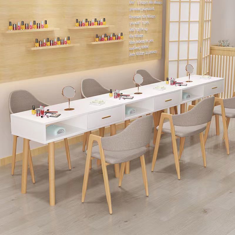 美甲桌日式木质美甲店桌子日系小型单双人网红双层美甲台美甲桌子