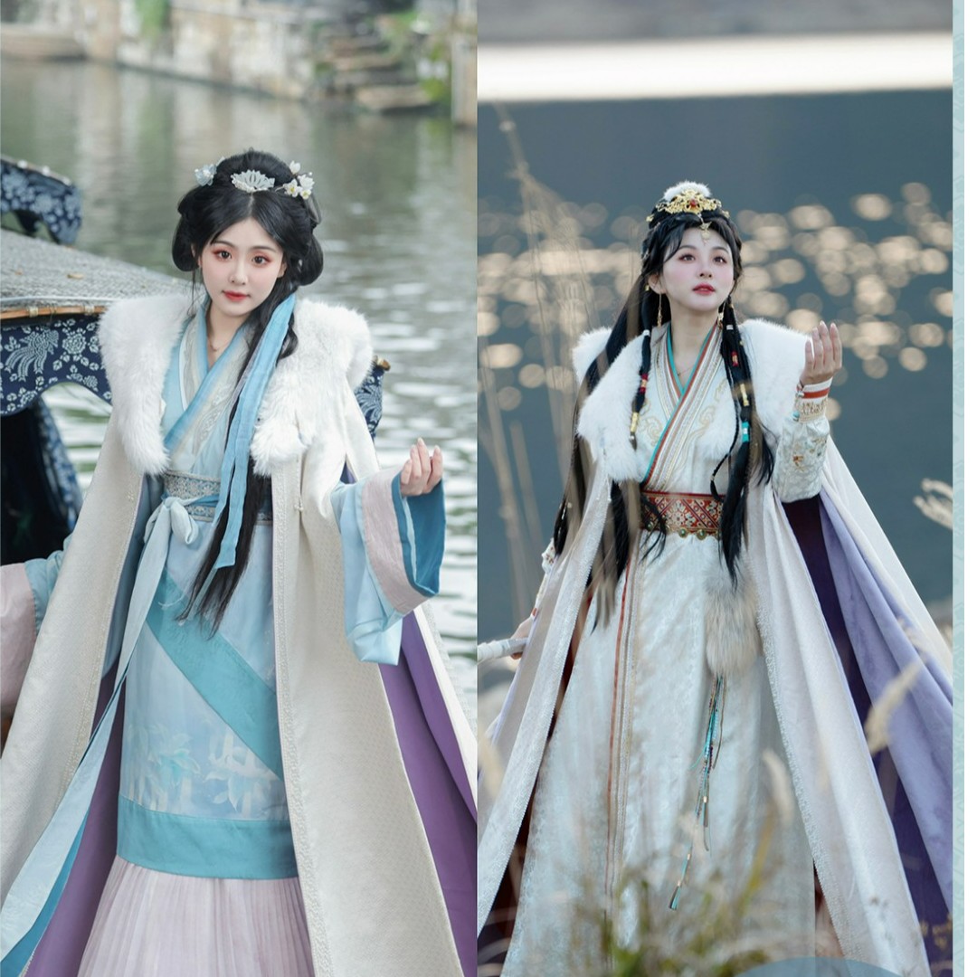 栗芝堂原创【白月光】加绒汉服毛领斗篷秋冬款古风仙气