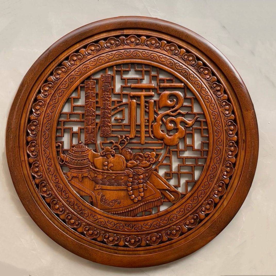 东阳定制玄关入户门客厅餐厅美观挂件香樟木木质聚宝家/福/顺/和