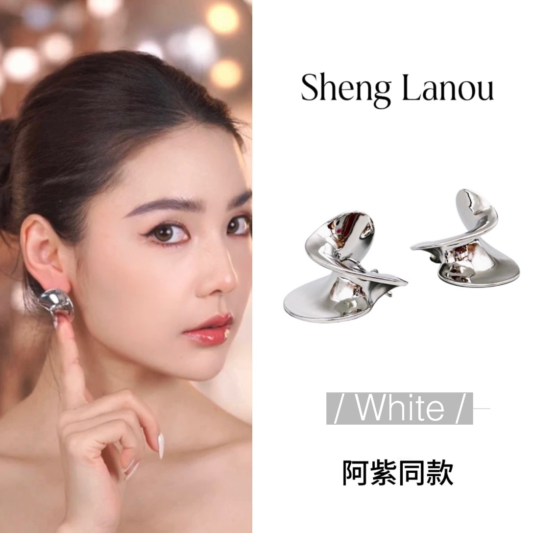 圣兰欧 铜合金耳饰 阿紫同款轻奢简约螺旋耳钉欧美高级感饰品耳环