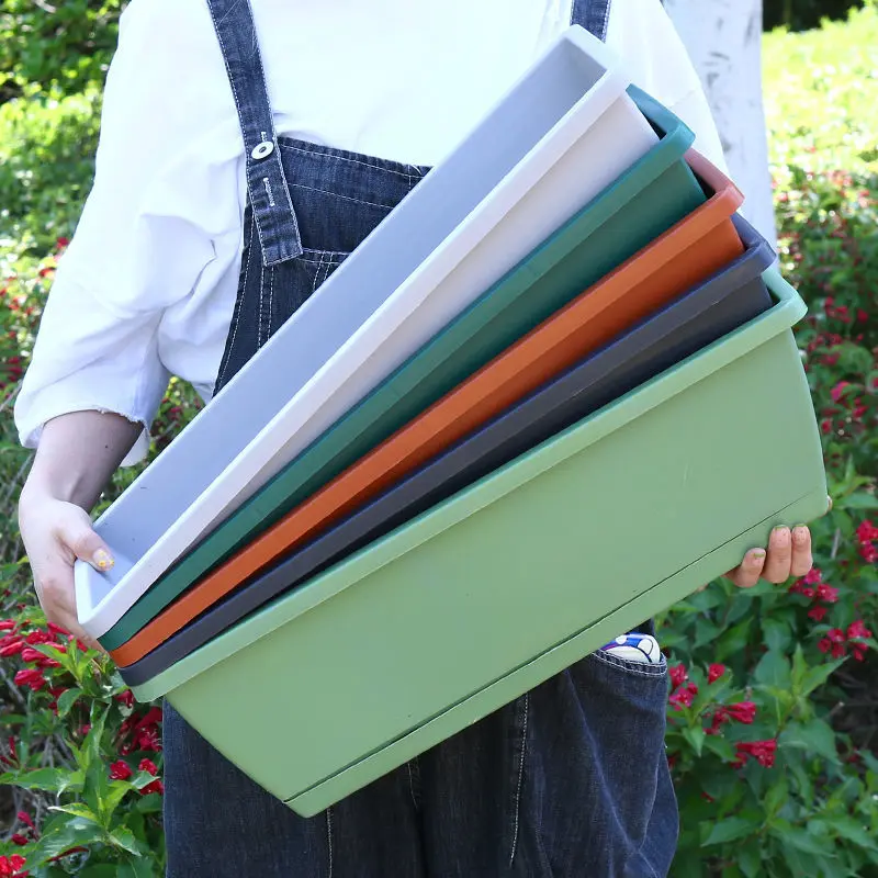 霍伦阳台种菜神器塑料树脂长条花盆室外长方形加厚种菜盆厂家直销