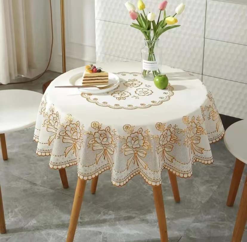 升级版烫金（小圆桌布）（直径1米*1米）防水免洗桌布