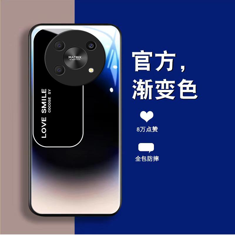 适用于荣耀x40gt手机壳HONORx40gt玻璃渐变文案男新款商务防摔保