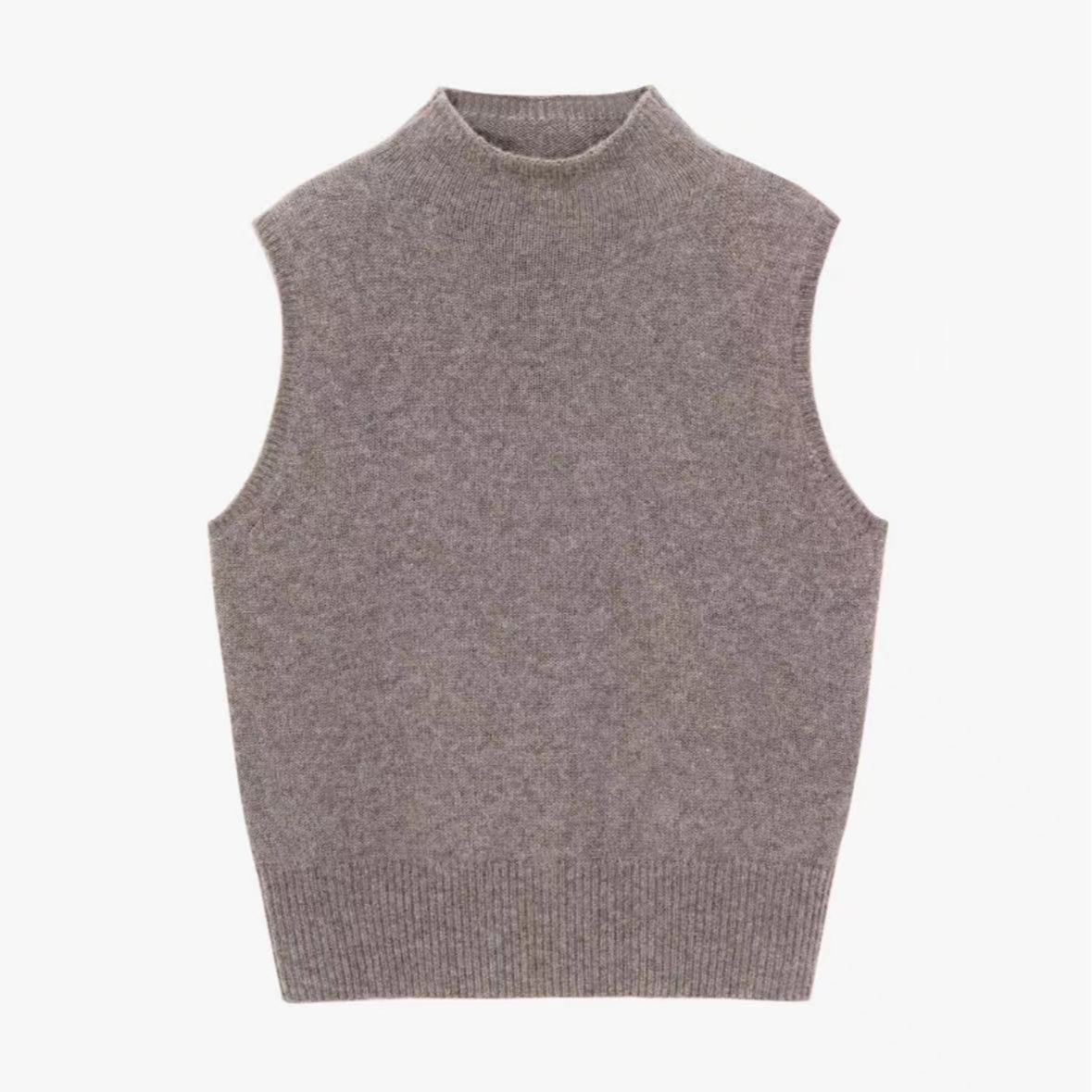 温柔复古混纺小高领 马甲美拉德轻盈露肤感无袖