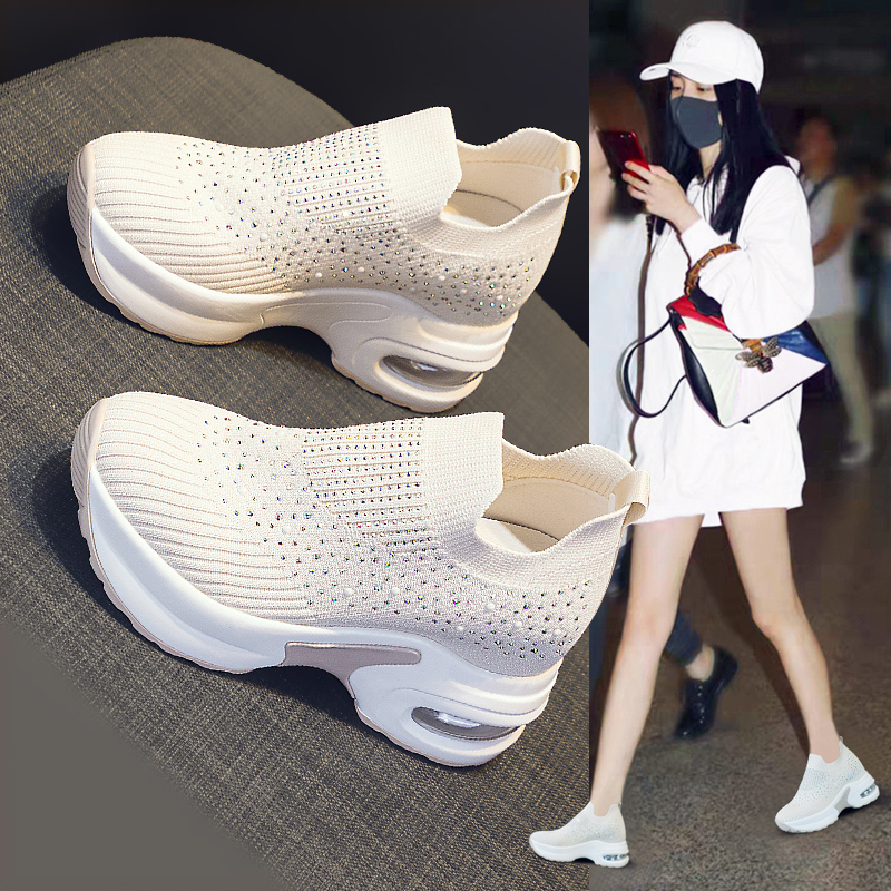 .2025新款内增高运动休闲百搭鞋女网红百搭夏季新款厚底8cm一脚蹬