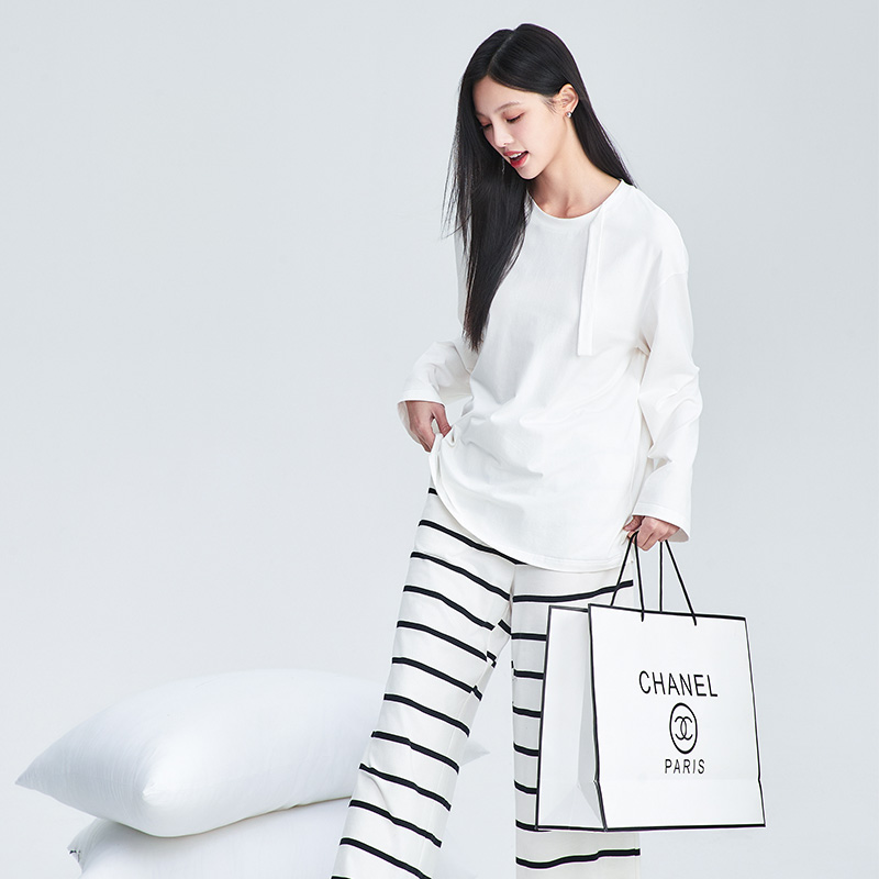 mefeelyou女士春秋拼接系带时尚休闲长袖套装