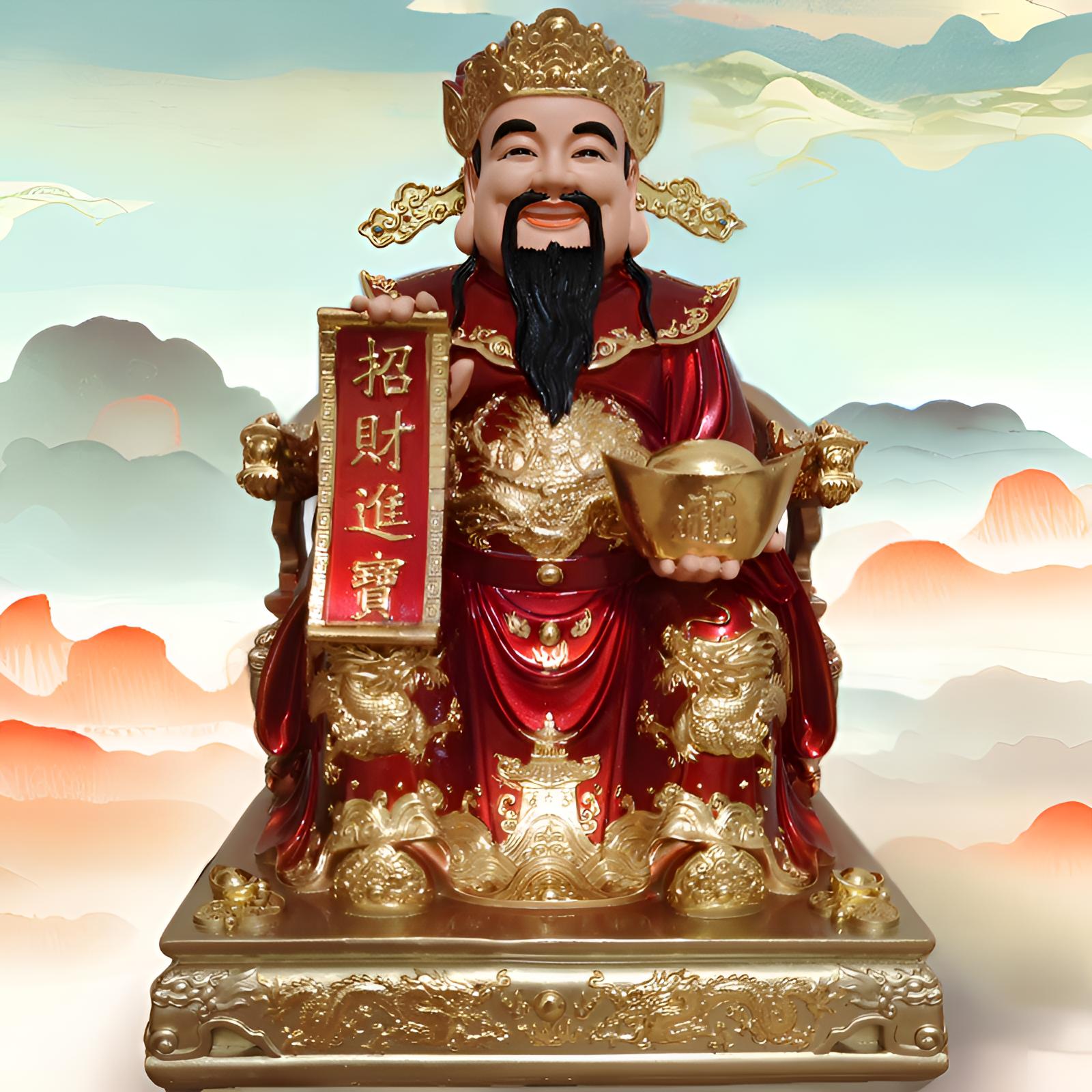 招财进宝铜彩贴金红衣财神工艺品孙悟空家居摆件神像中式家用玄关