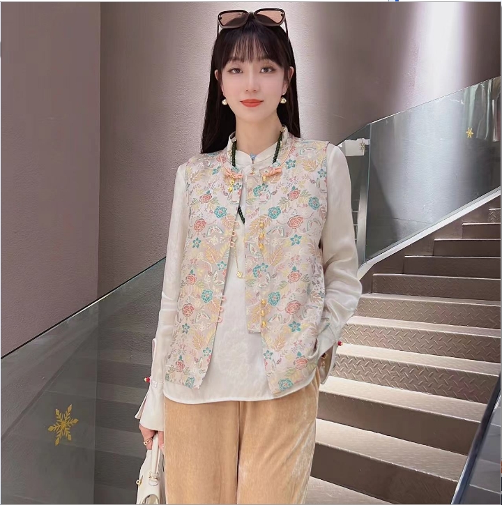 《莫奈花园》新中式国风双面双穿马甲2503