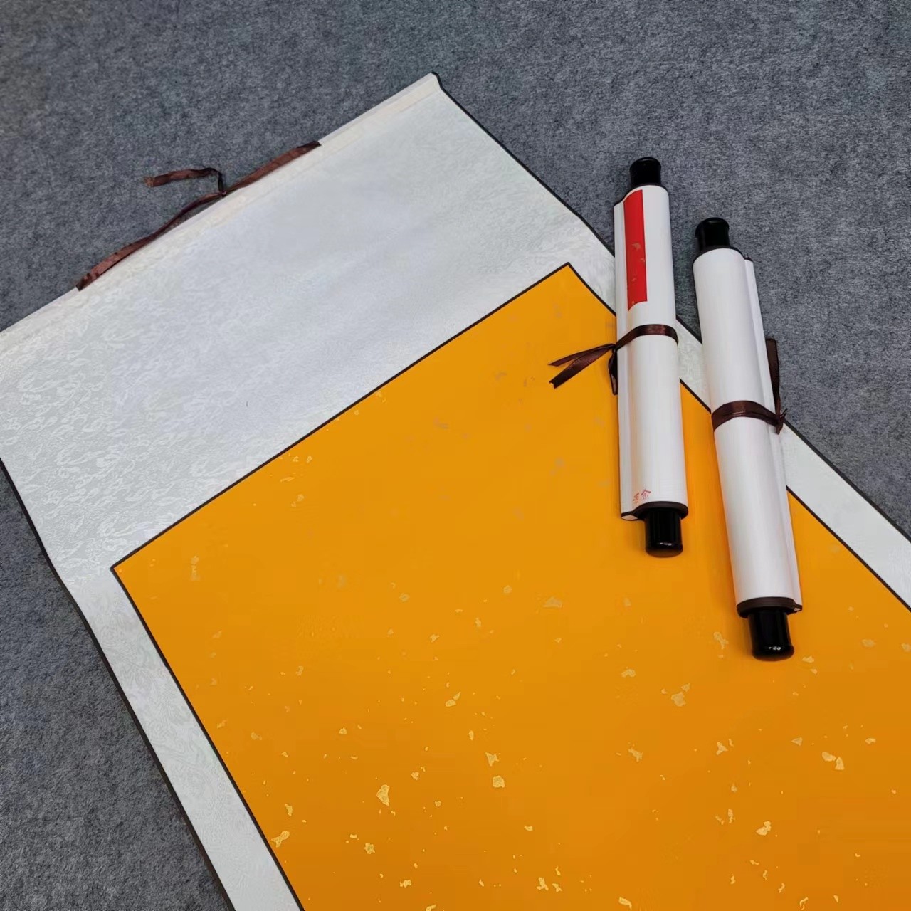 【三尺中堂挂轴】三尺整张 三尺对开 全绫精裱 蜡染空白卷轴带轴头