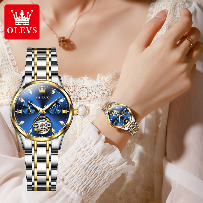 欧利时女士腕表全自动机械表手表时尚小巧气质镂空防水款女表6608