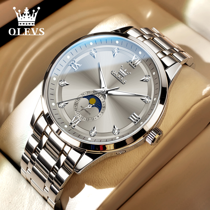 欧利时手表男士机械表全自动时尚镶钻防水日月星辰高档腕表男7067