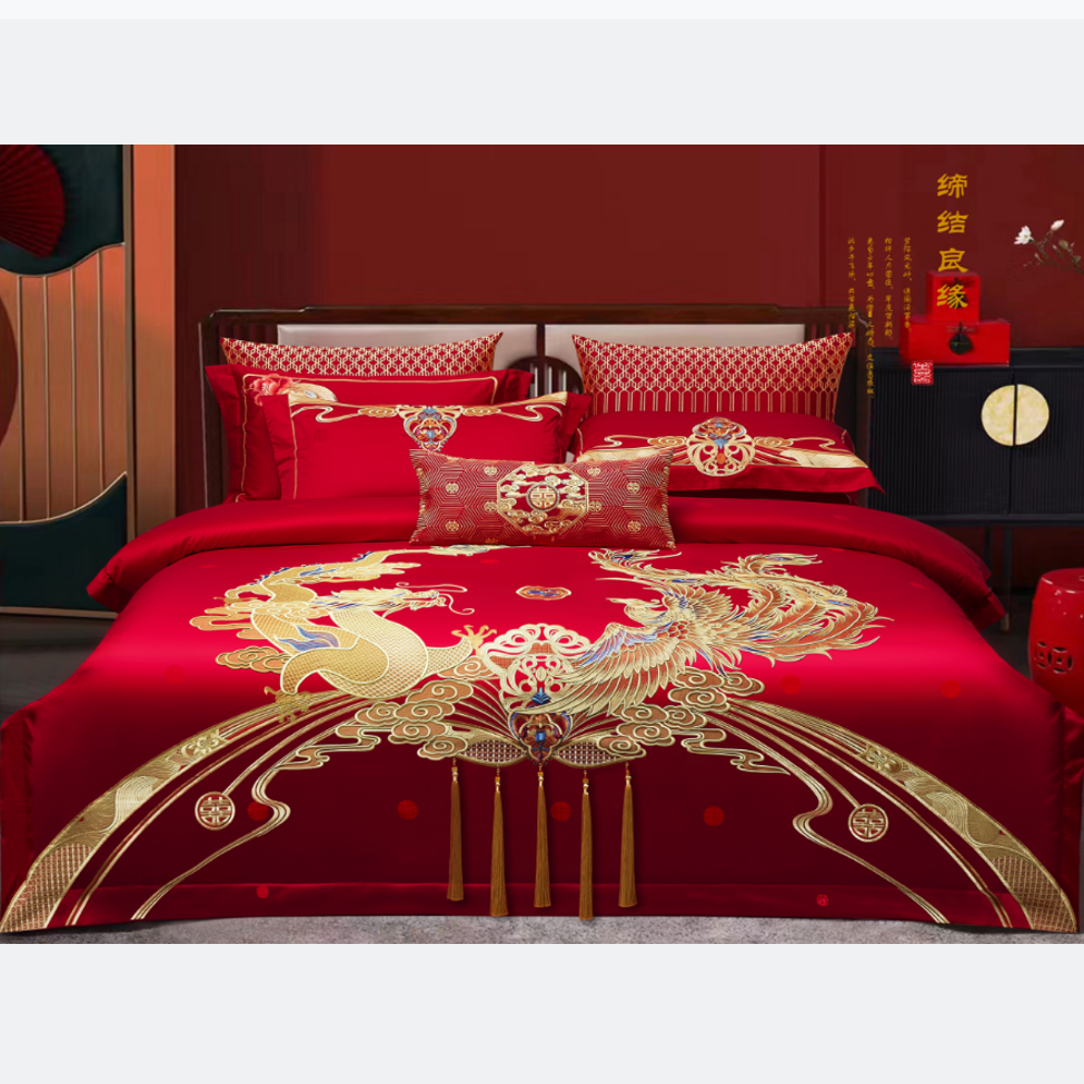 【吾家有喜】缔结良缘金高端匹马棉全棉高端大红婚庆四六十件套