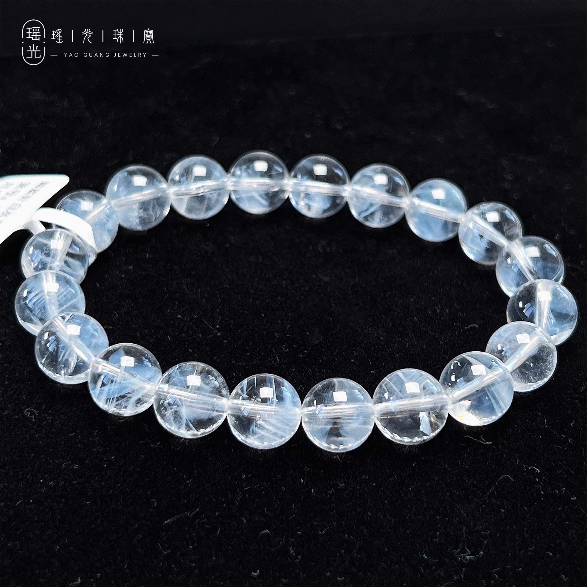 天然蓝针白水晶透体天使的羽毛素串手串手链手饰-多样性发货其一