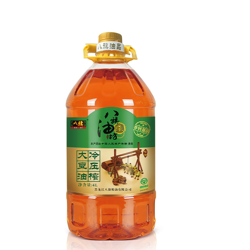 八旗东北非转基因优质食用油4L冷压榨大豆油p