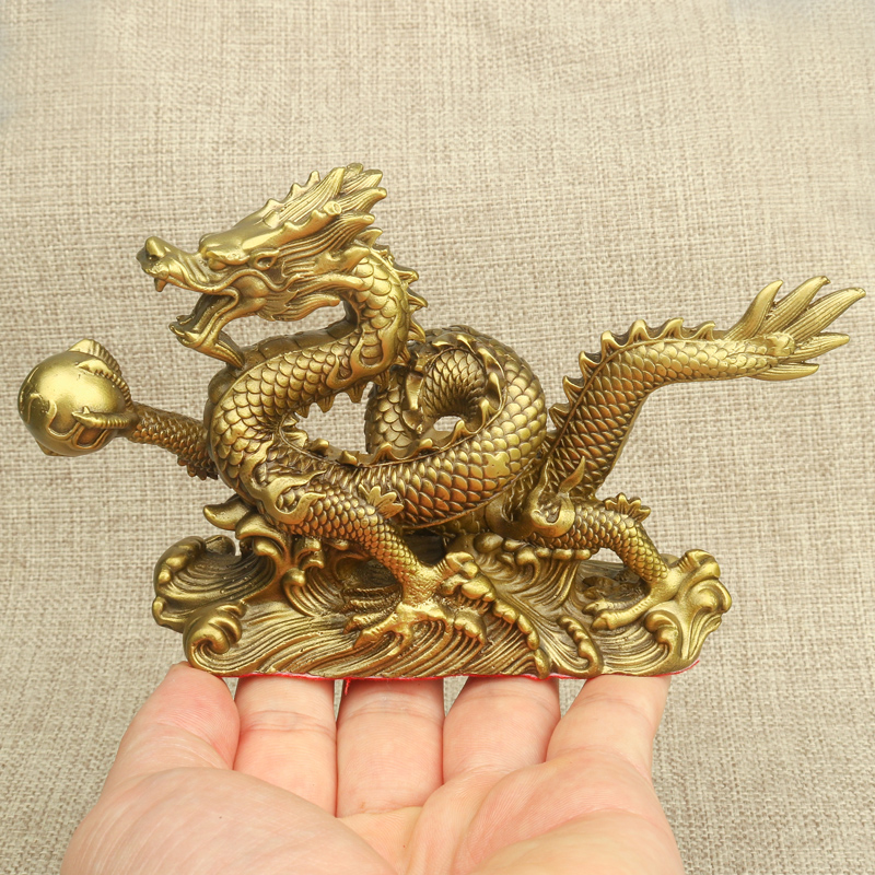 客厅黄铜龙摆件金龙金属青龙工艺品龙形装饰品家居书桌汉龙五爪龙