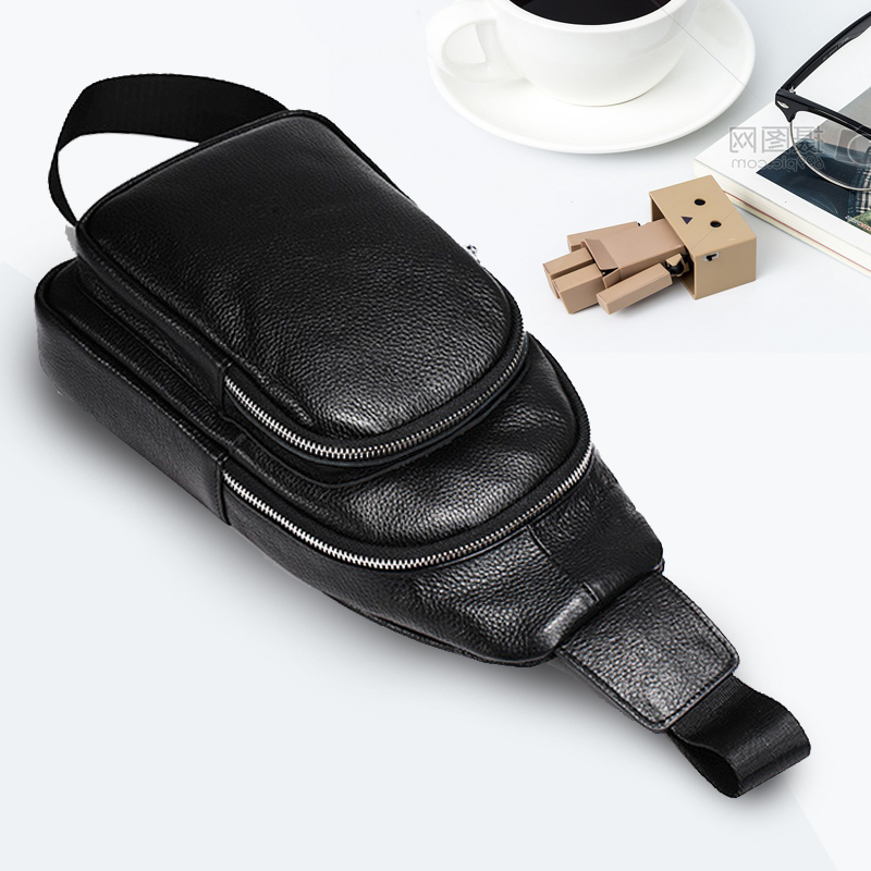 三元里真皮男款包包男士真皮胸包头层牛皮单肩包潮牌骑行背包男潮