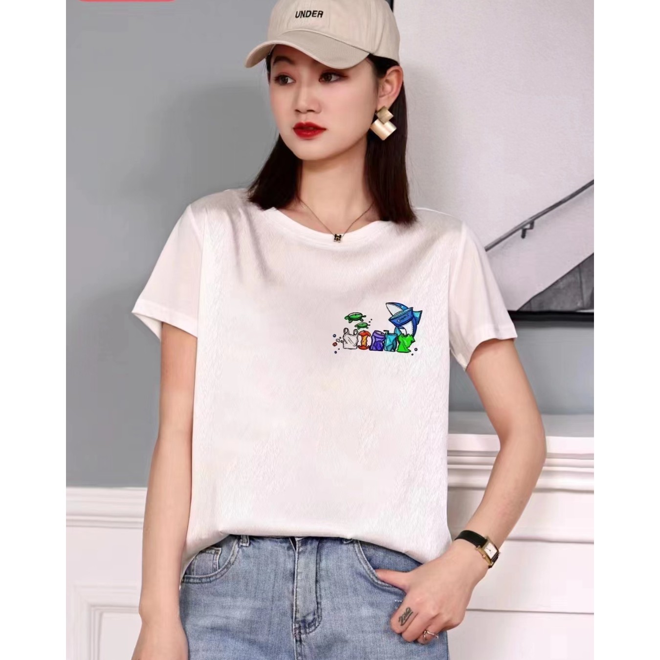 休闲夏季百搭宽松圆领半袖t恤