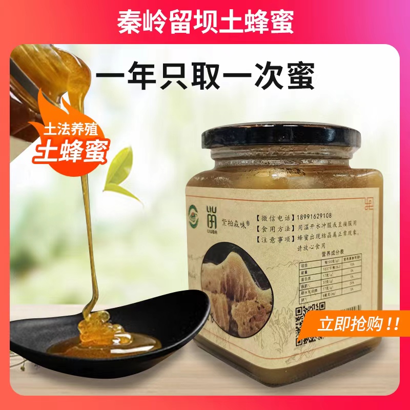 秦岭土蜂蜜农家一年一季冲水成熟蜜新货送长辈送礼500g