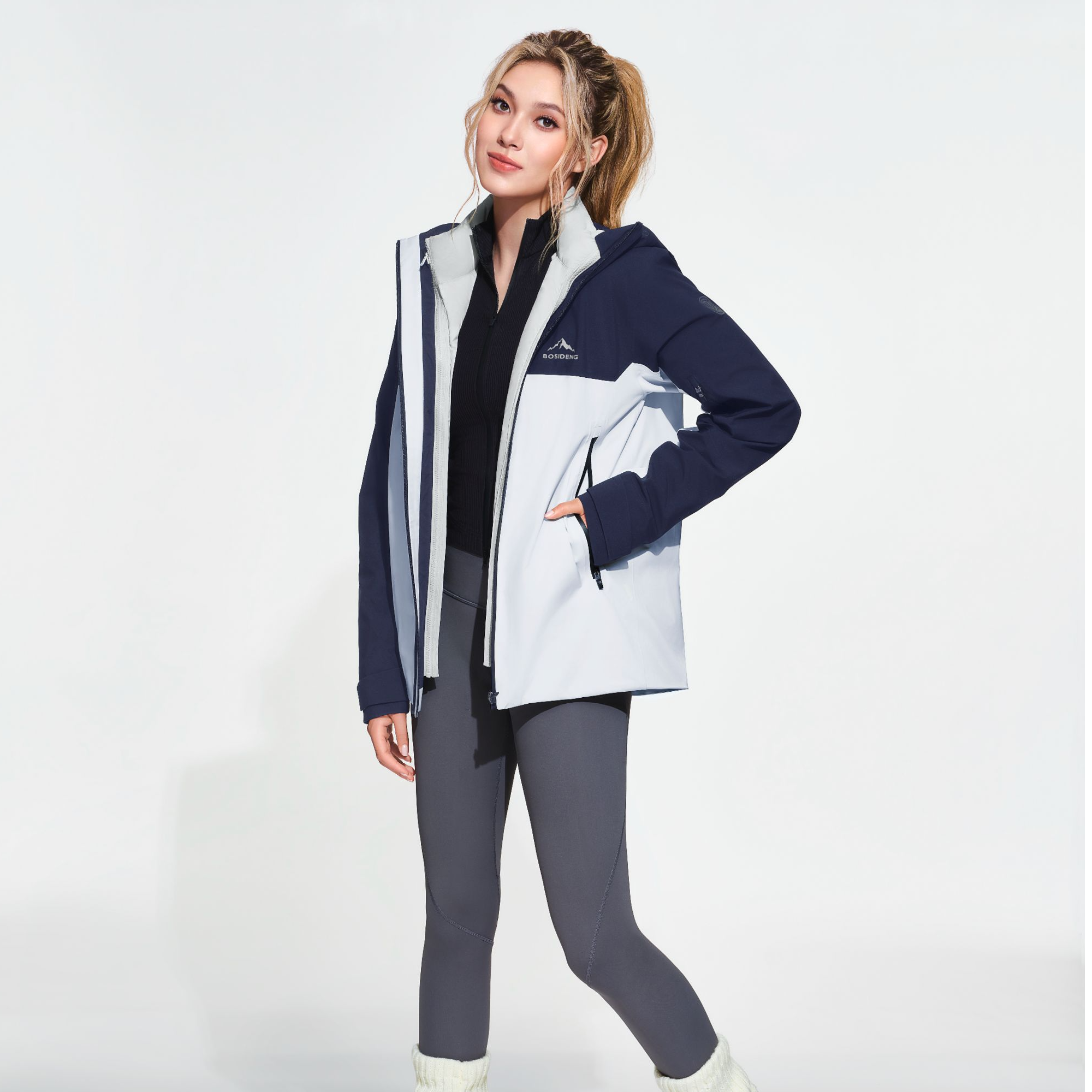 波司登冬新款情侣一衣三穿防风90鹅绒冲锋衣男女同款户外羽绒服