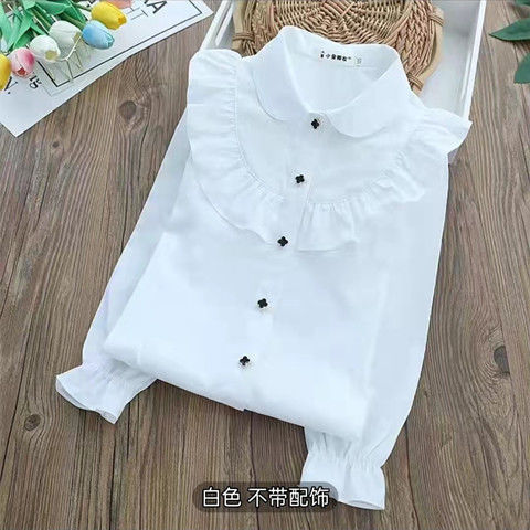 儿童新款长袖白衬衫加绒加厚公主上衣洋气园服校服长裤
