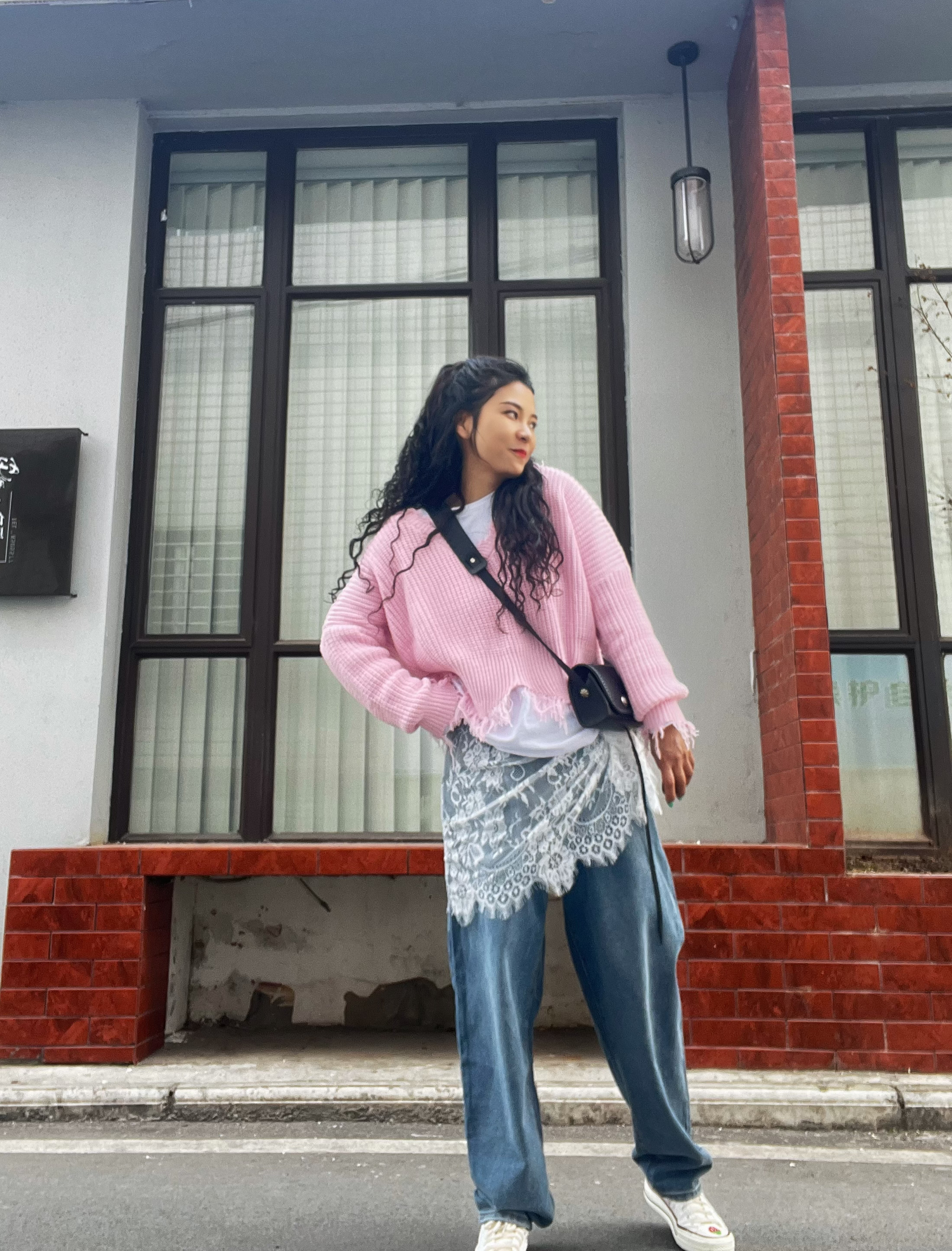 文艺棉线不规则春秋新款V领短款流苏边宽松舒慵懒松弛感毛衣