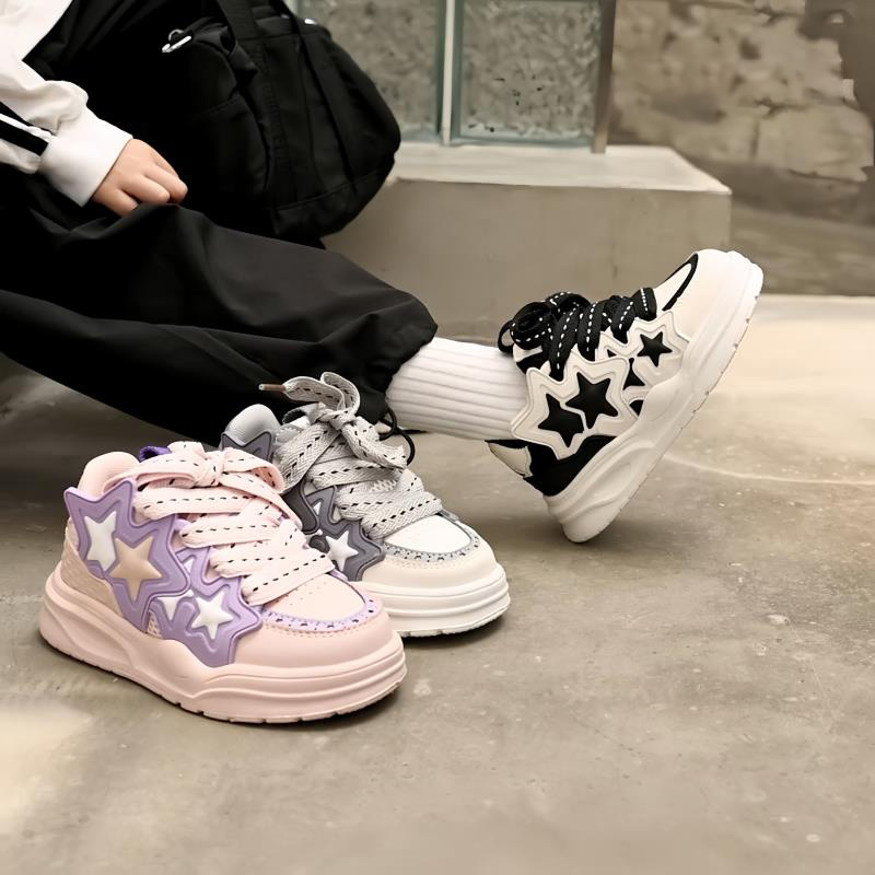 【星星】秋季男童女童皮面板鞋防滑大童潮流休闲鞋软底中小童鞋