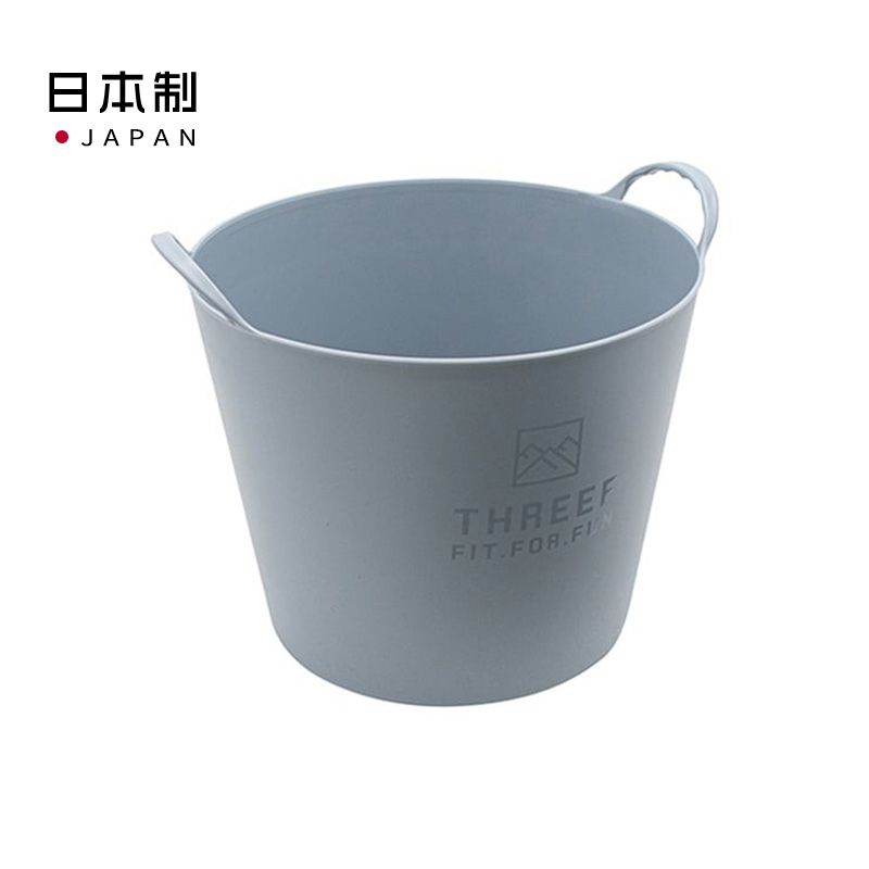 日本小水桶双耳小收纳桶 3L 灰蓝色19×21.5CM