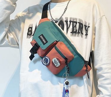 胸包男女潮牌工装斜挎包ins个性百搭时尚腰包帆布高级感上课通勤