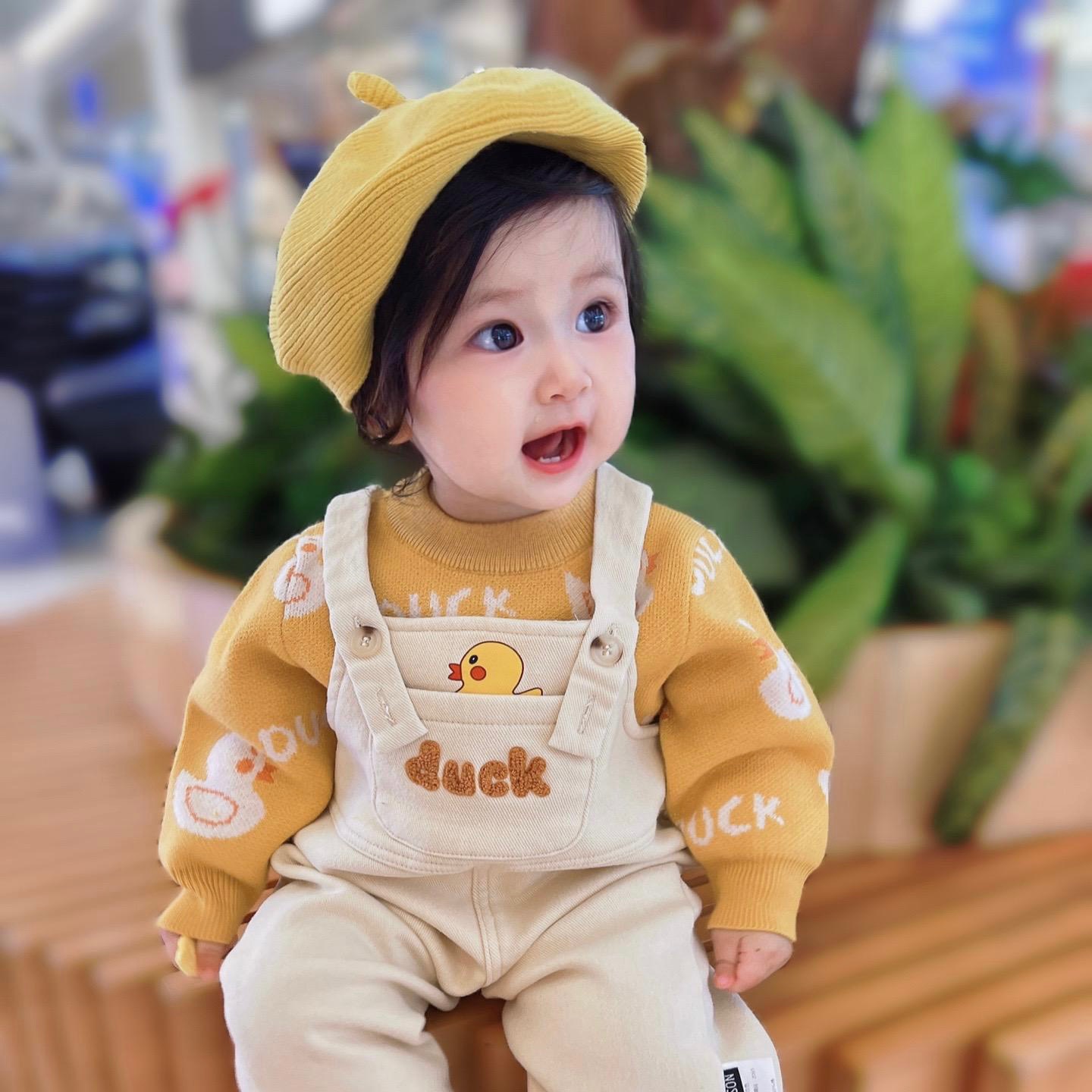 【小布丁】6-18个月婴儿帽子春秋针织贝雷帽婴幼儿画家帽秋冬简约风
