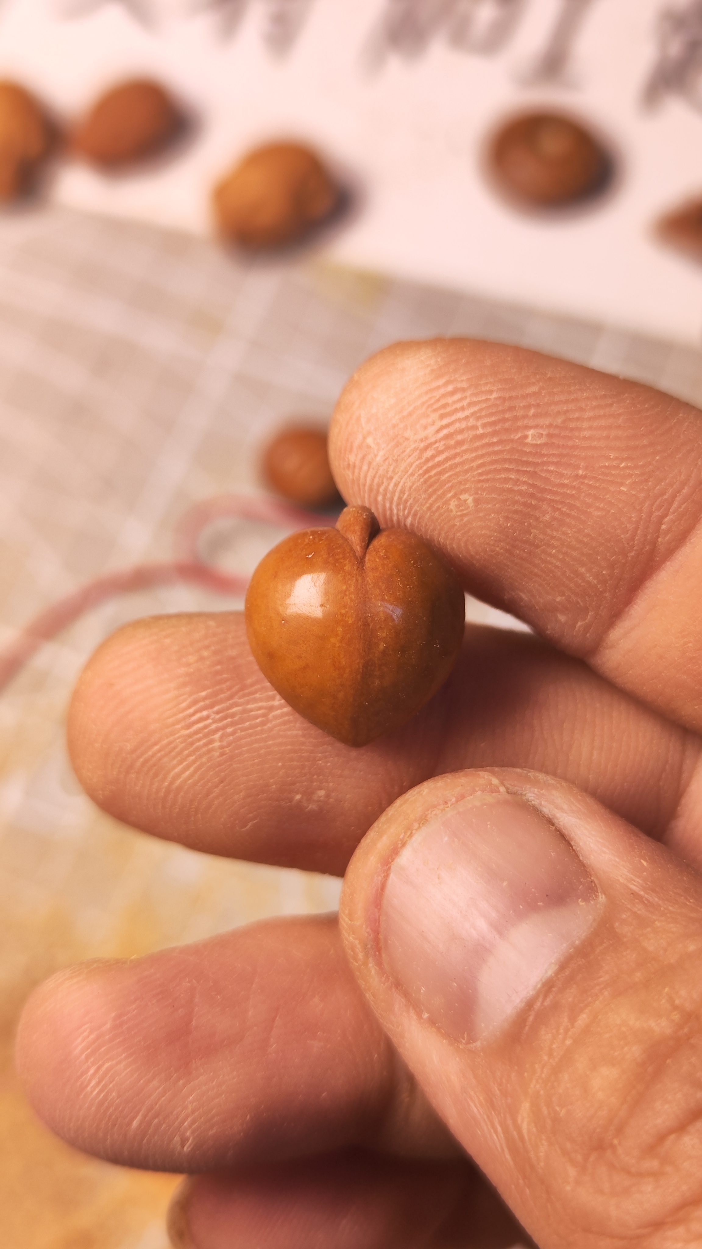 永恒的爱 桃核雕刻 心型吊坠 可加刻文字