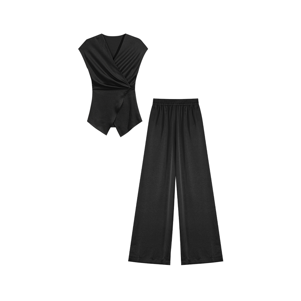 新款缎面无袖上衣气质名媛高级感两件套8951383