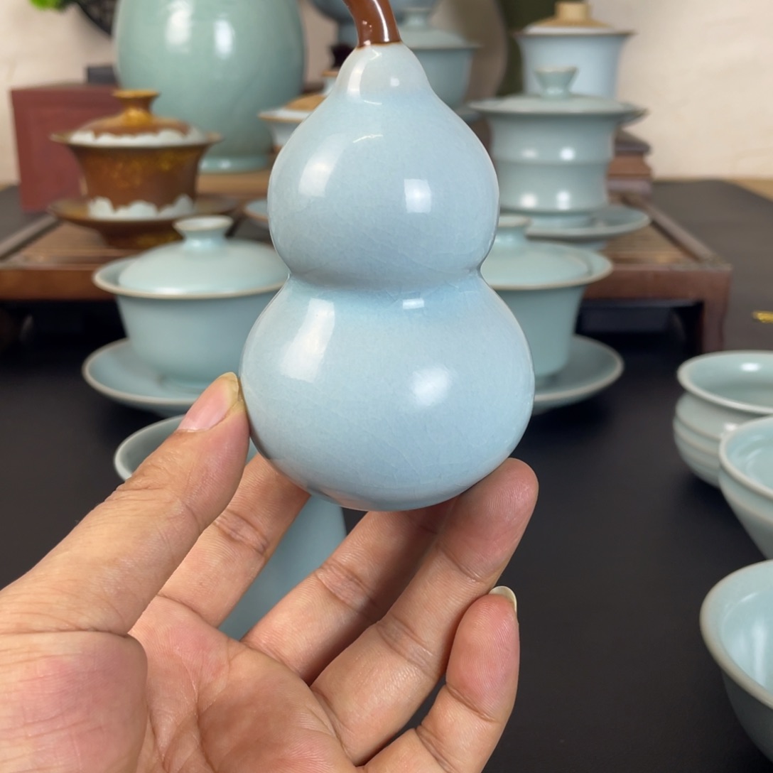 瓷片天青小葫芦开片