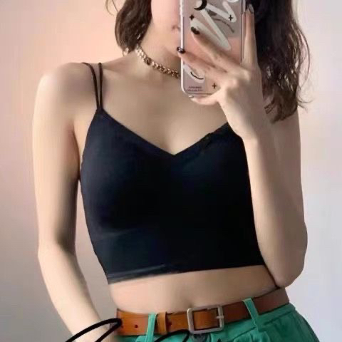 栗栗家无痕聚拢冰丝交叉美背心裹胸女内衣森色系6029