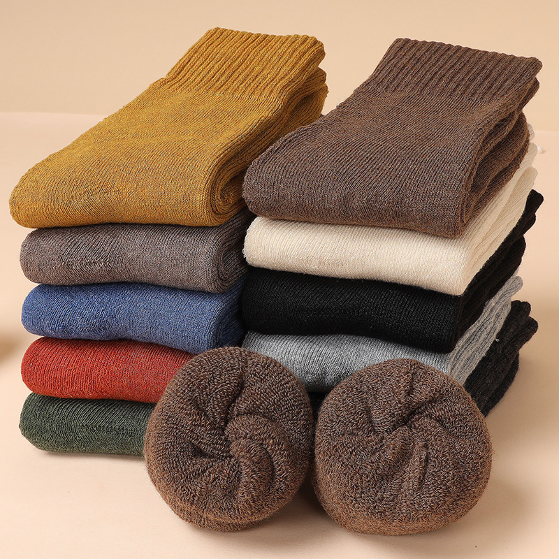 5双妈妈袜子加绒加厚保暖松口袜女中老年人抗寒冬季棉袜毛圈袜潮