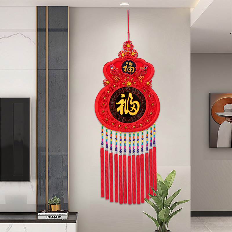 新款桃木中国结挂饰客厅高档大号福字挂件乔迁电视墙装饰新年