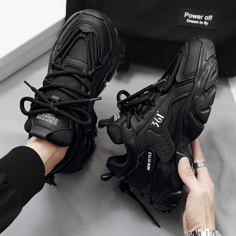 361度男鞋2024新款增高减震时尚ins皮面青少年跑步鞋百搭潮运动鞋