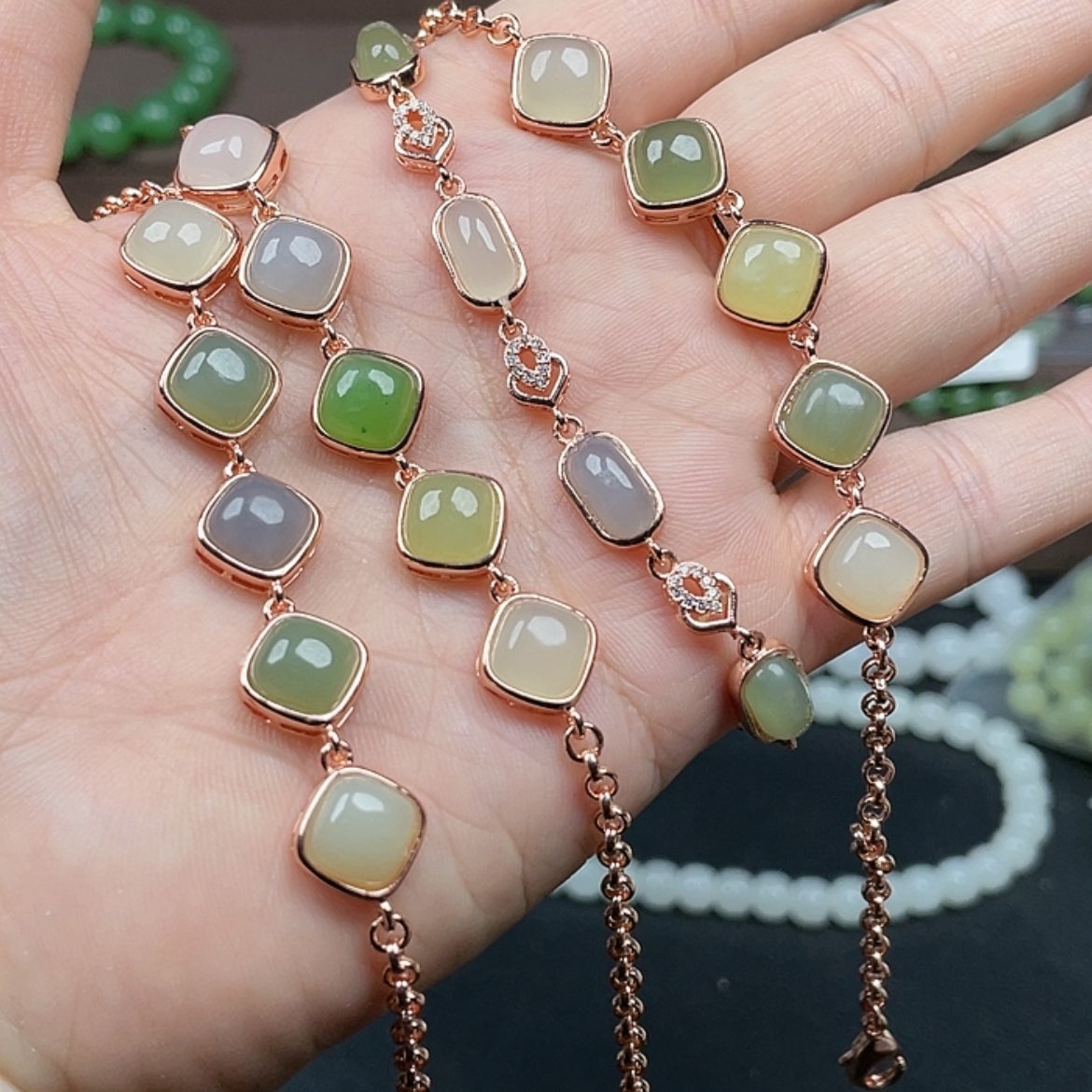 【闪购商品】和田玉手链银S925镶嵌