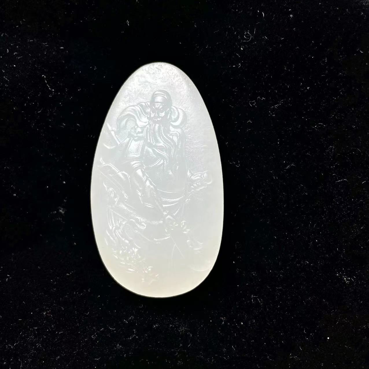 和田玉青海料山玉精雕雕刻时尚双面大气关公