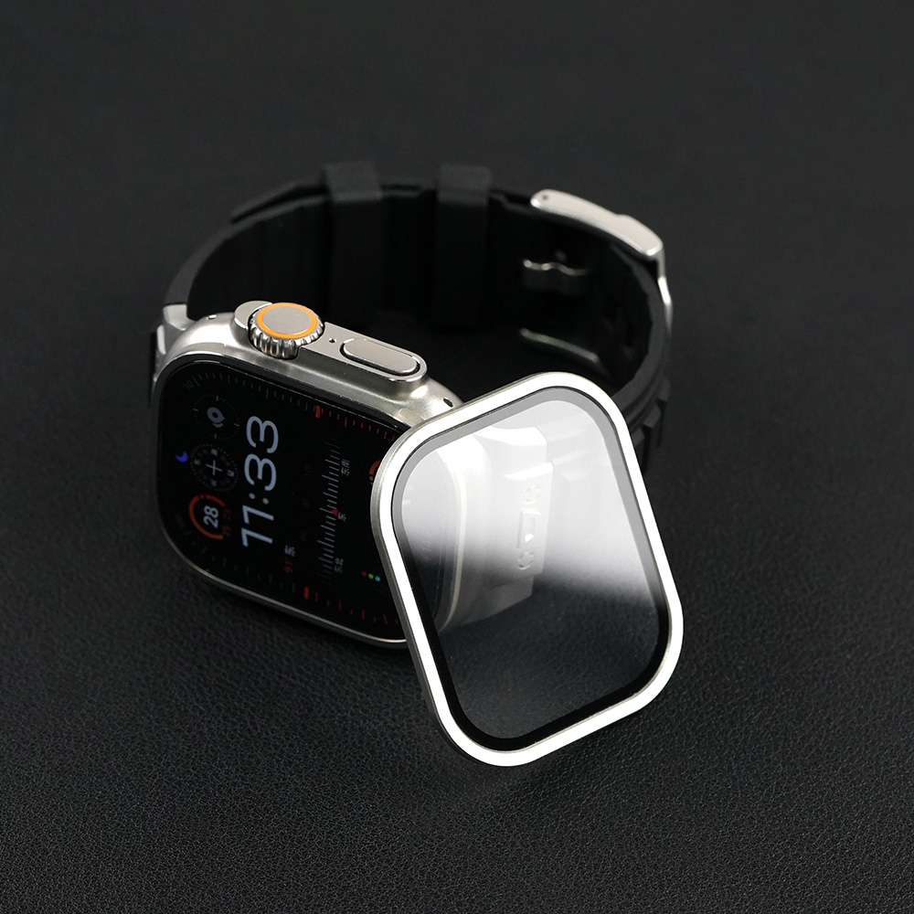 适用iwatch苹果手表带钛合金applewatchUltra1/3保护壳金属钢化膜