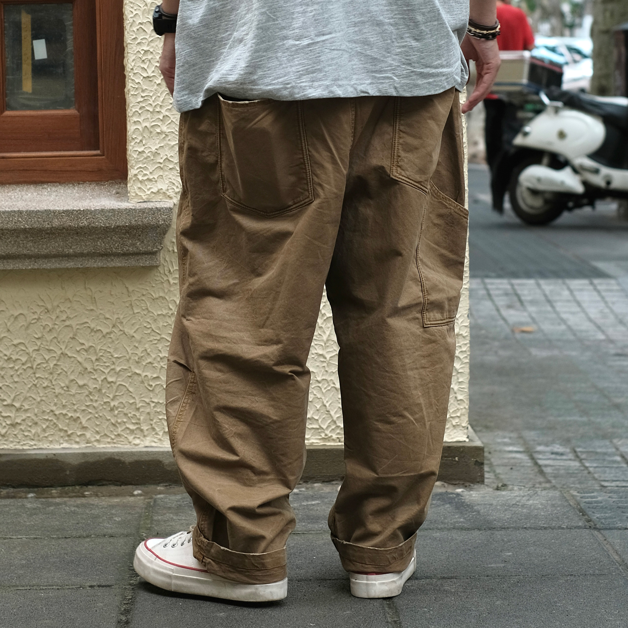 EMLESS24水波纹复古重水洗卡车司机裤休闲百搭美式日系chino长裤