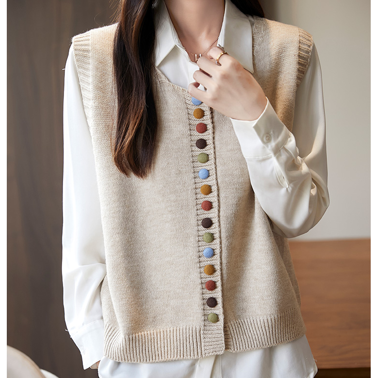 秋冬厚款针织衫马甲套头衫百搭圆领上衣厚款洋气马夹坎肩背心内搭