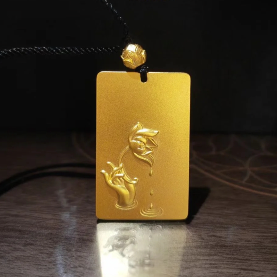 周大生足金古法平安无事牌 实心精美双面 项坠 经典礼物 吉祥平安