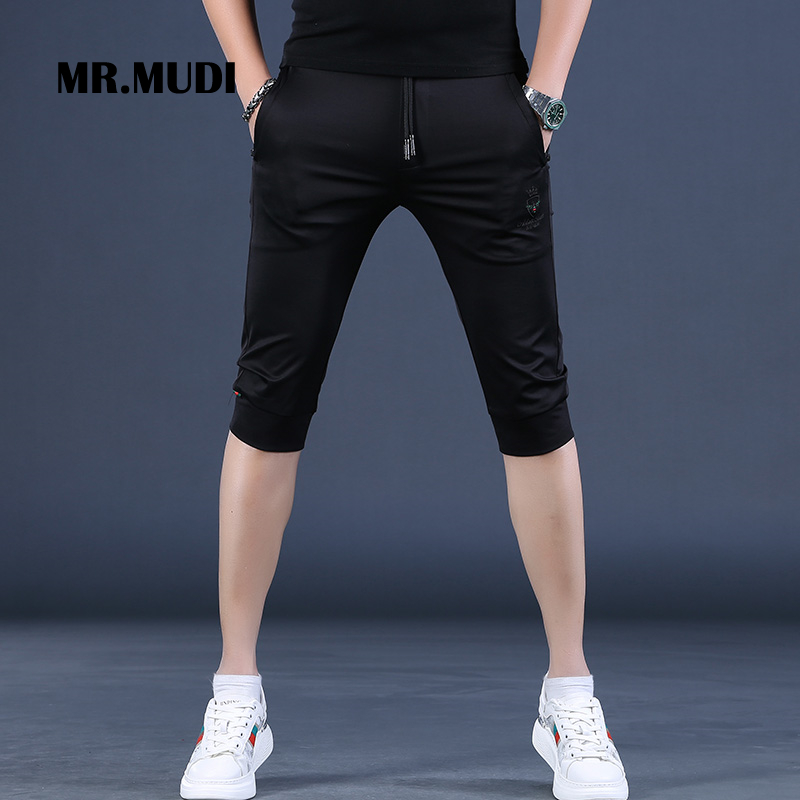 MR.MUDI/穆迪先生夏季薄款男士冰丝休闲五分短裤