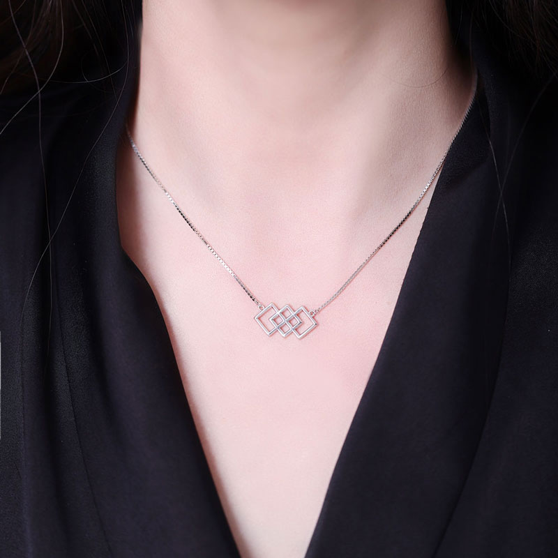 坠链均925银 原创同心项链纯银锁骨链高级礼物女百搭款三八节礼物